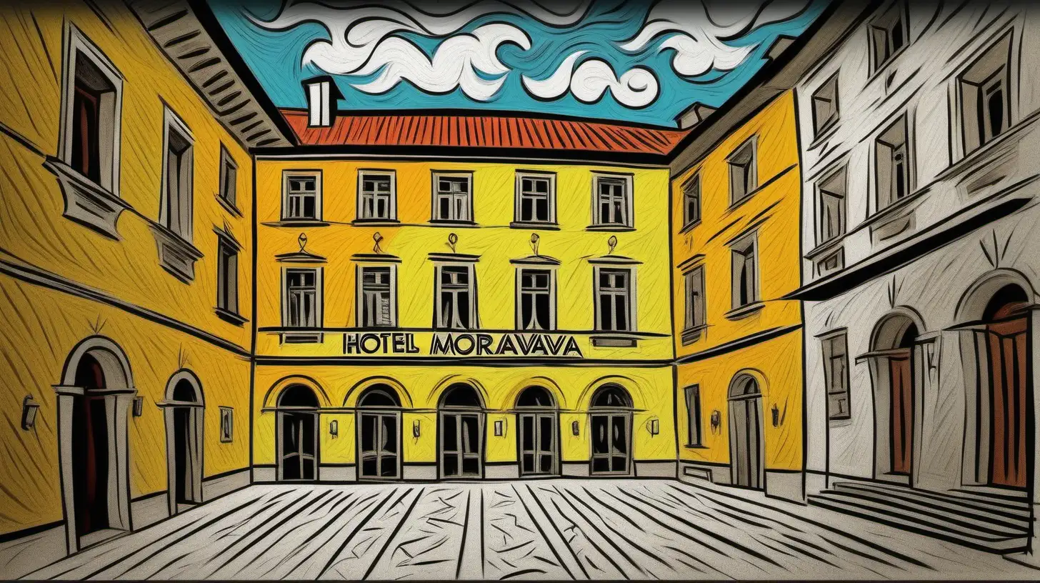 Hotel Morava Drawing in Picasso Style