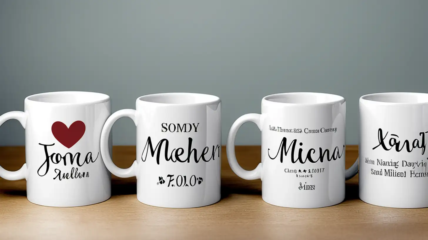 Customized Personalized Mugs in Various Colors and Names