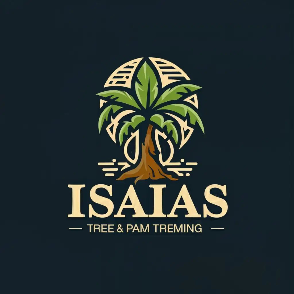 a logo design,with the text "Isaias Tree and Palm Tremming", main symbol:tree and palm,Moderate,clear background