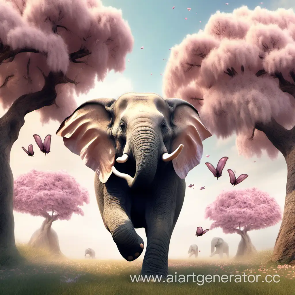Playful-Fluffy-Elephant-Amidst-Blooming-Nature