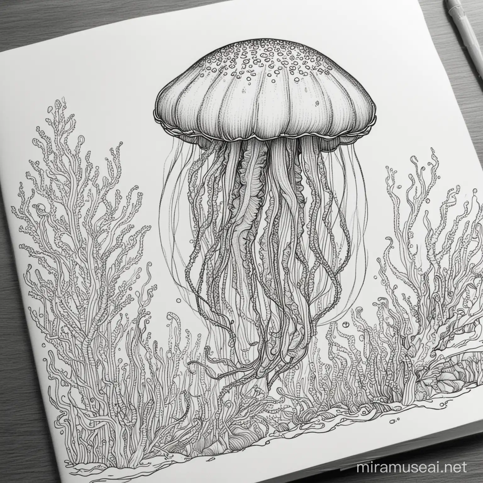 Coloring Book Jellyfish Collection for Relaxing Art Therapy