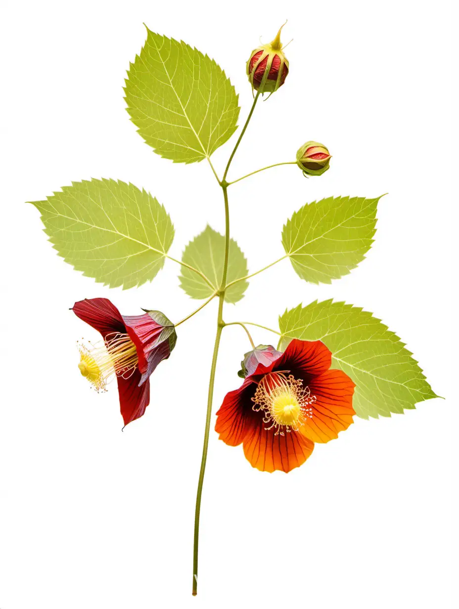 Exquisite-Botanical-Wild-Abutilon-Flower-Blooming-on-Pure-White-Background