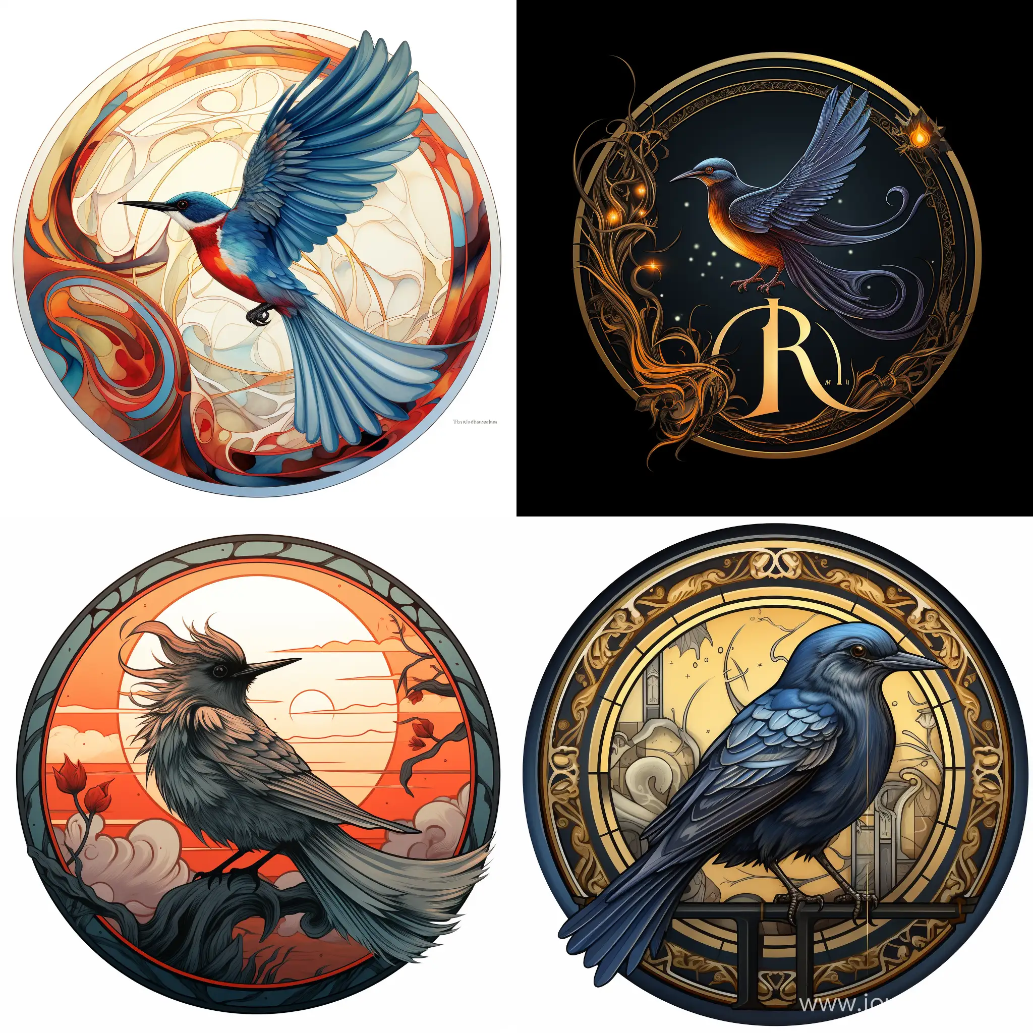 Mystical-Gamayun-Bird-in-Circular-Logo-Design