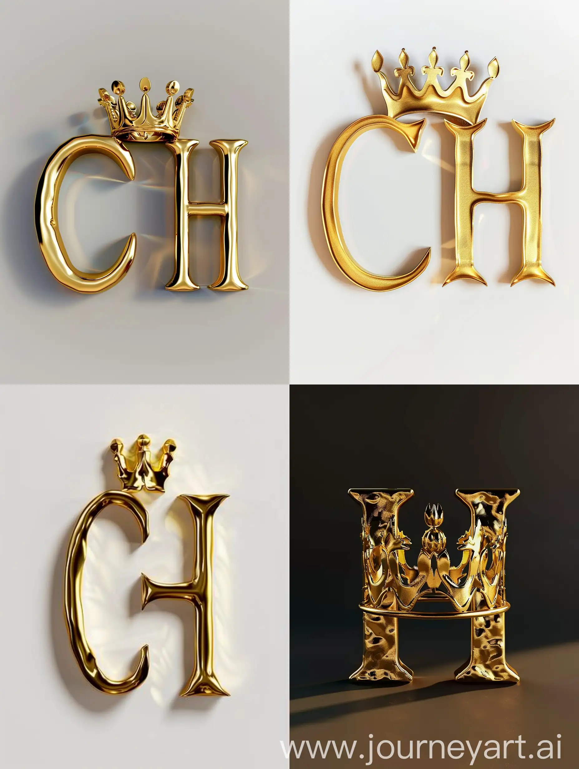 Ch" dorada con una tipografía serif y un espacio negativo que forma una corona.