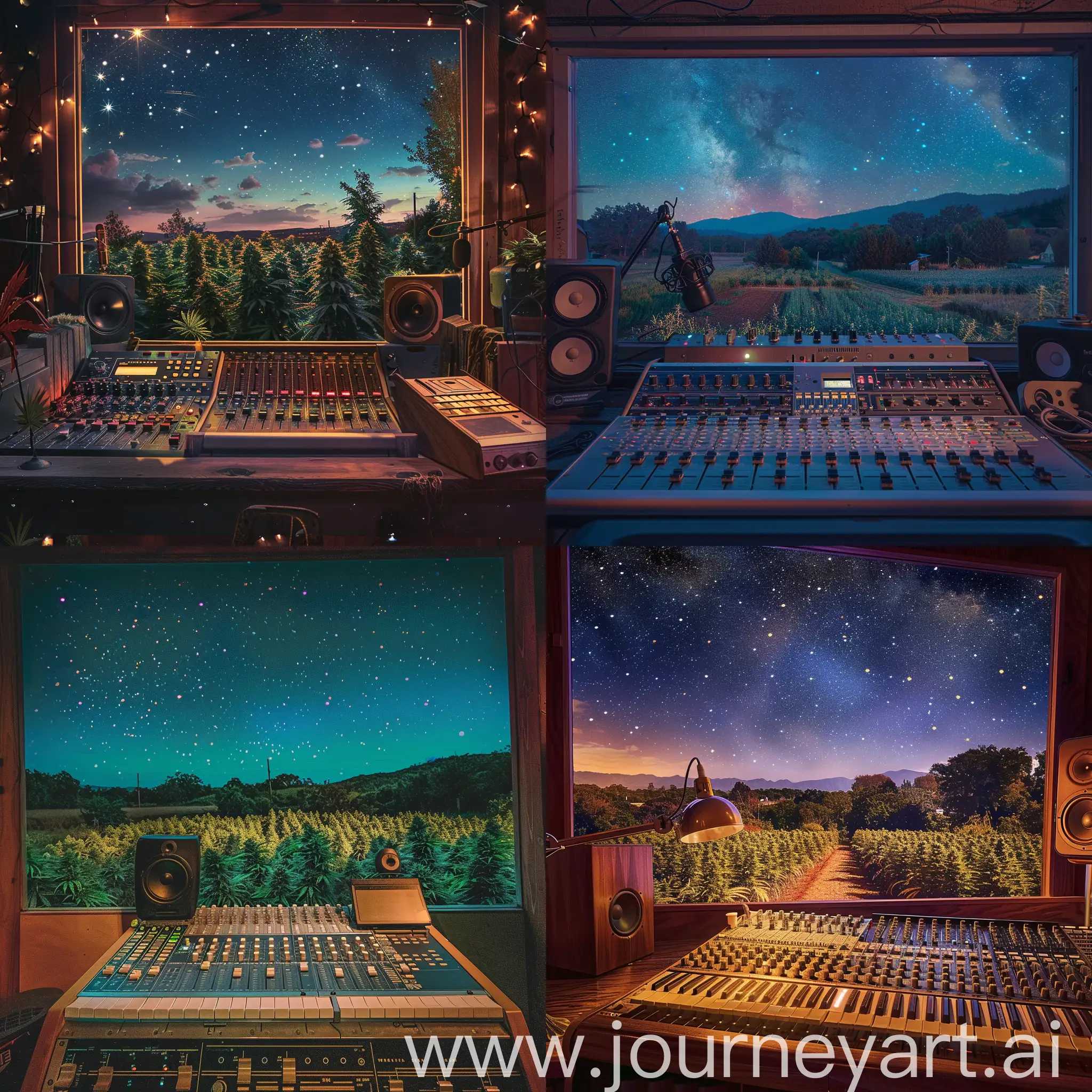 Cinematic-Audio-Mixing-Station-Overlooking-Marijuana-Farm