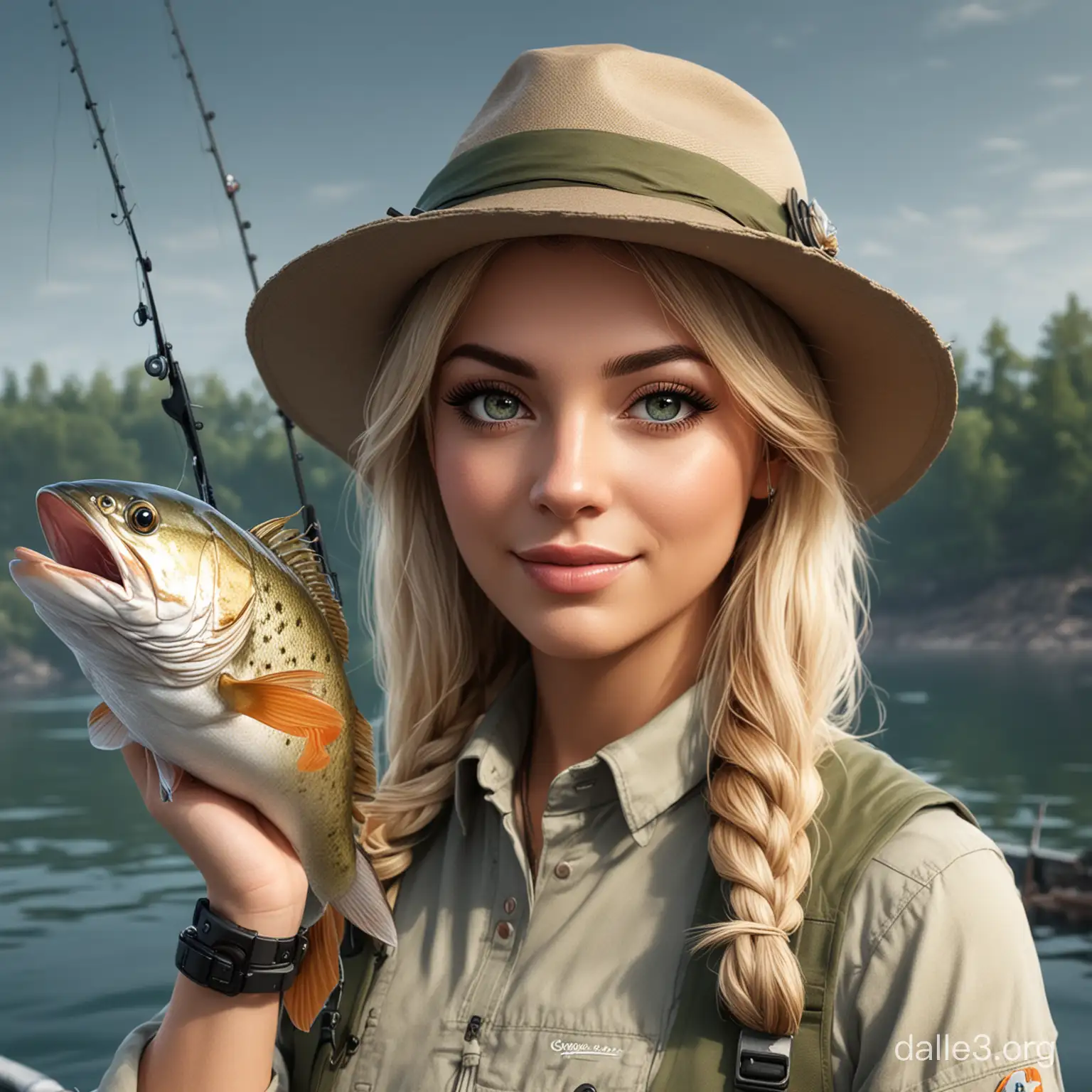 Fishing Coquette Avatar A Stylish Angler in Action | Dalle3 AI