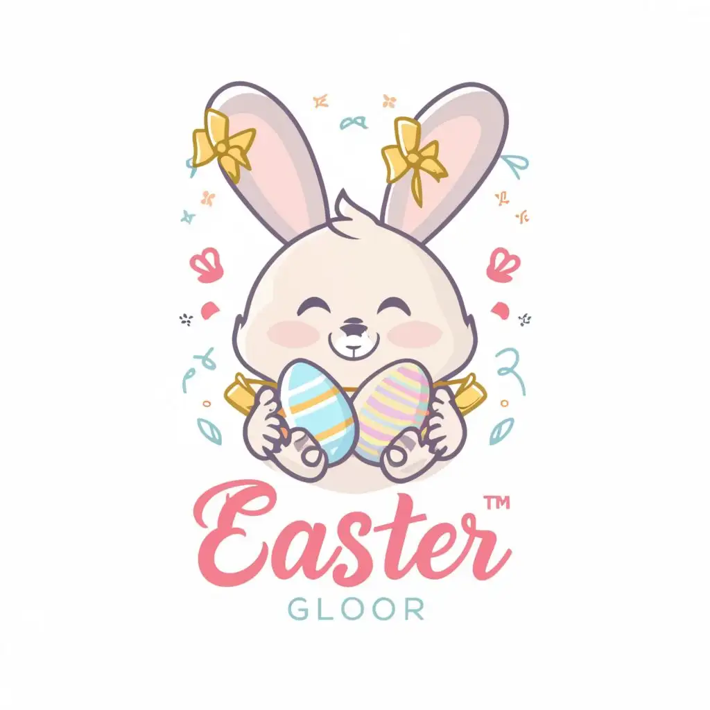LOGO-Design-for-Happy-Easter-Bunny-Symbol-with-Vibrant-Colors-and-Clear-Background