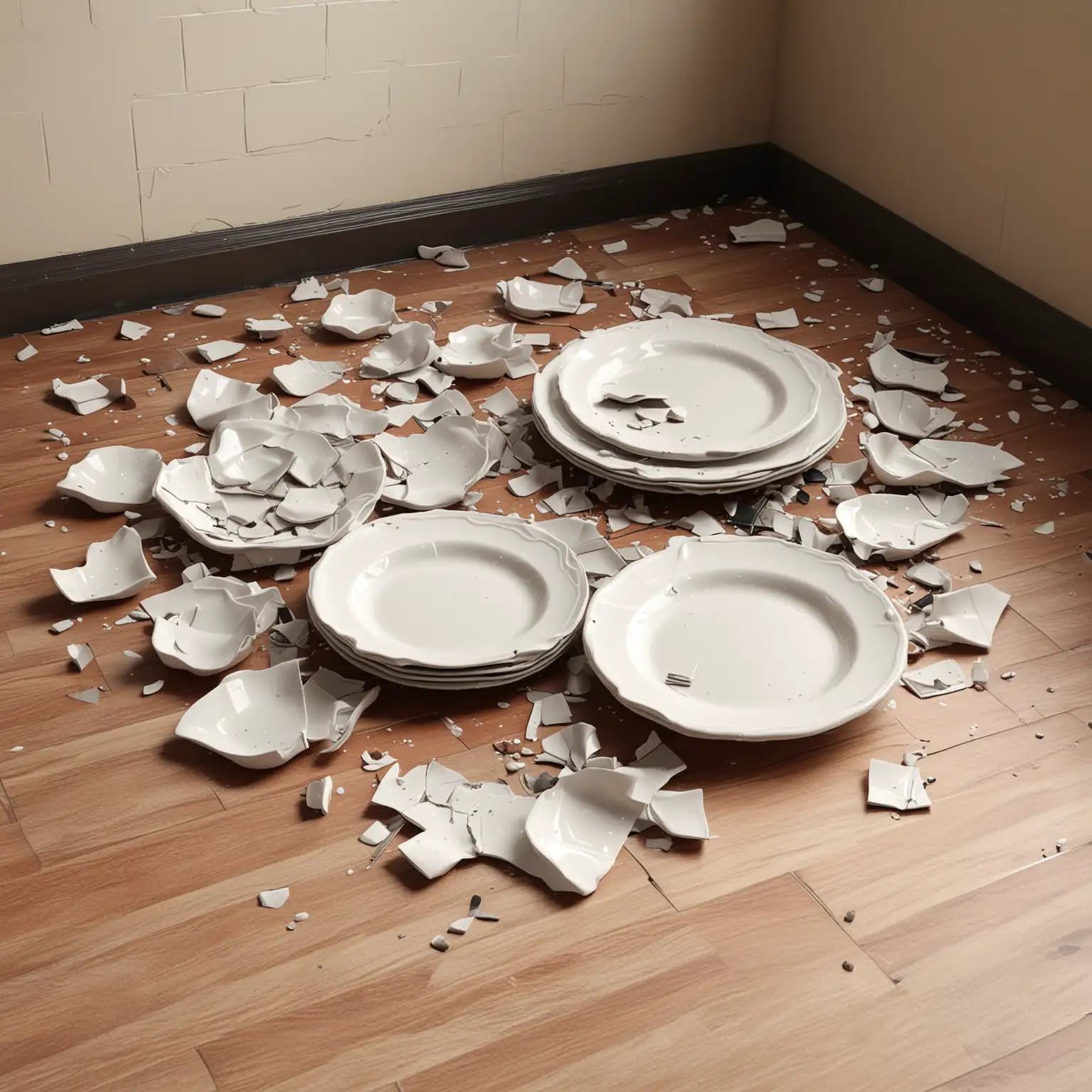 Diner Scene with Photorealistic Shattered Dishes