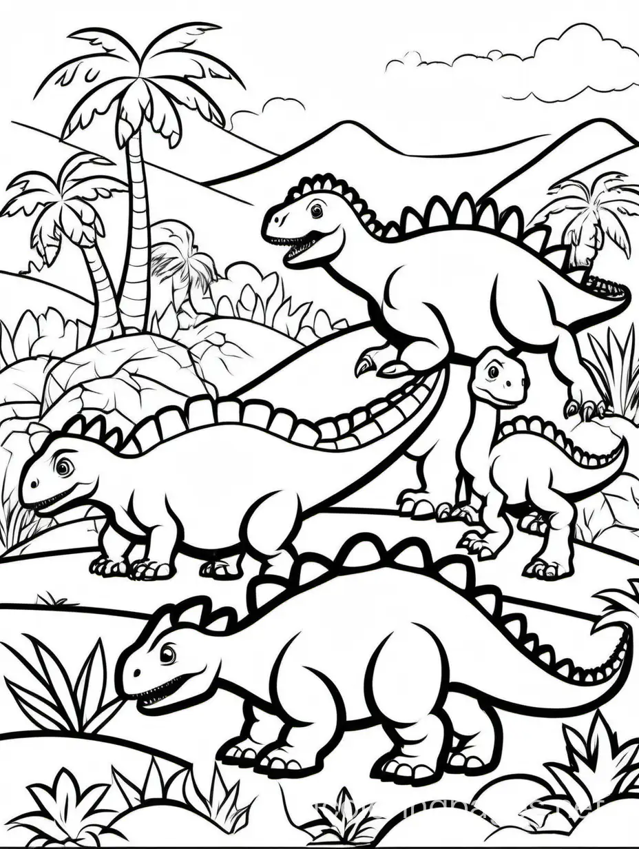 Adorable-Dinosaur-Coloring-Page-for-Kids-Simple-Outlines-on-a-White-Background