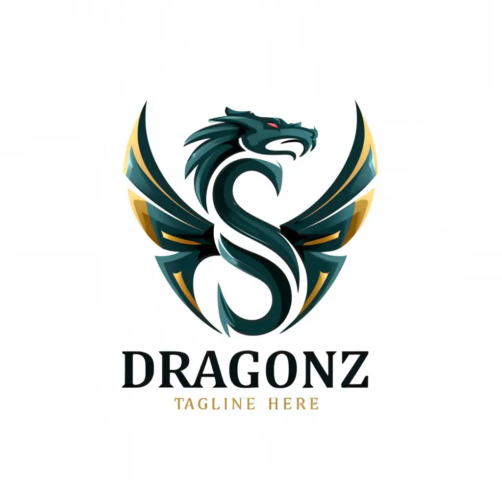 a logo design, with the text 'S', main symbol: dragon flying near logo, Moderate, clear background, no slogan