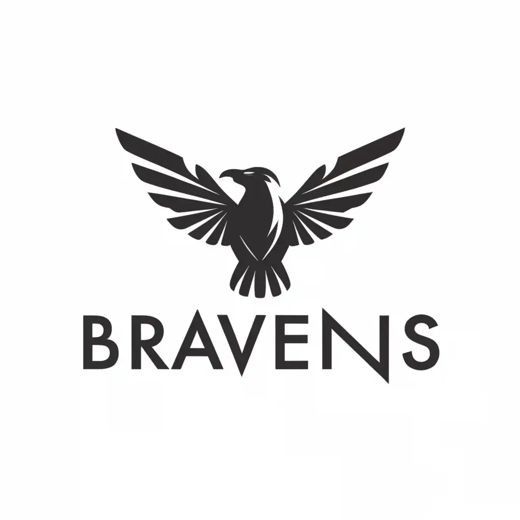 LOGO-Design-For-Bravens-Sleek-Raven-Emblem-on-Clean-Background