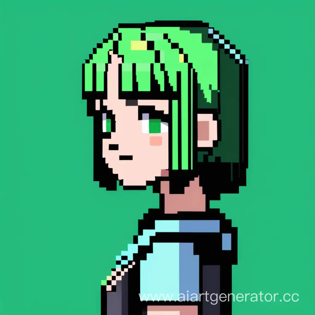 2d pixel girl, NFT, green background