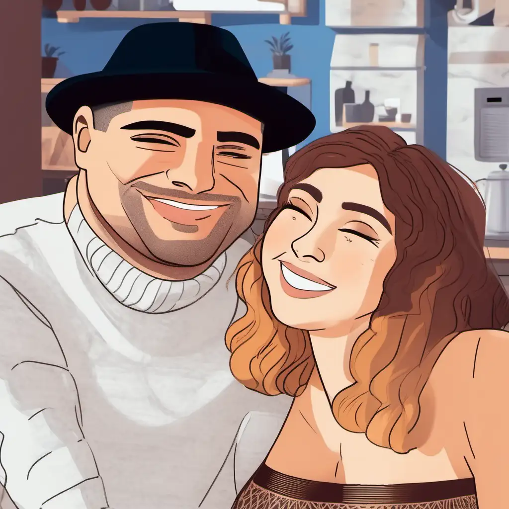 Happy Latino Couple Enjoying Coffee Together