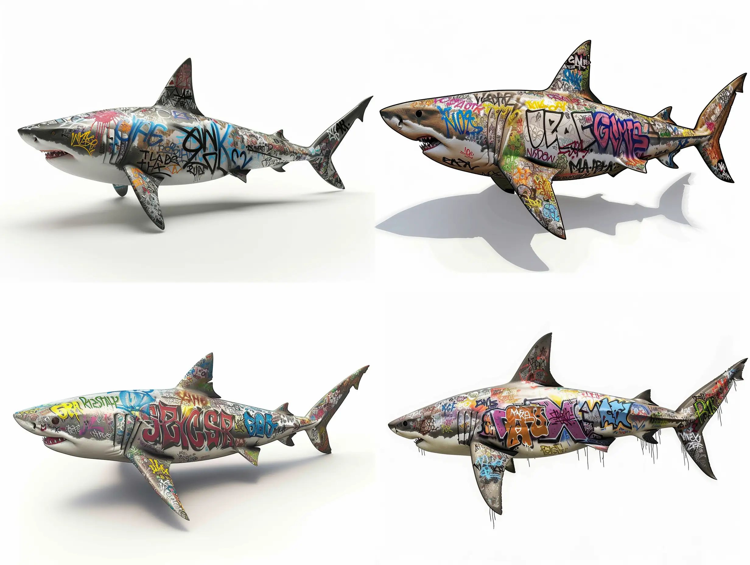 Colorful-Street-Art-Adorns-Majestic-White-Shark-in-Striking-National-Geographic-Style-Photograph