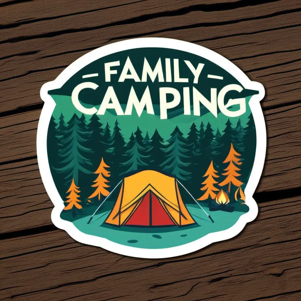 Family Camping Sticker Happy Campers in the Wilderness