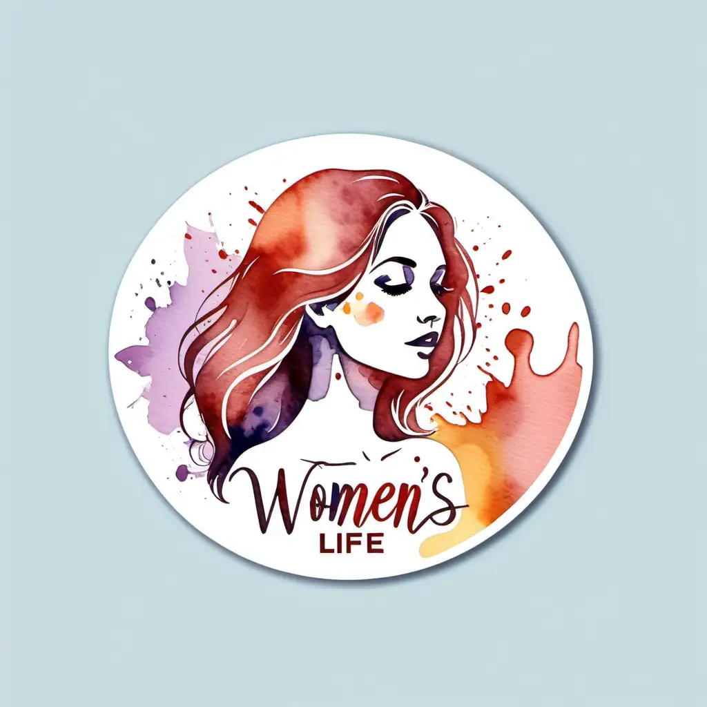 watercolor Women's Life logo, sticker, make adobe illustrator image trace friendly,