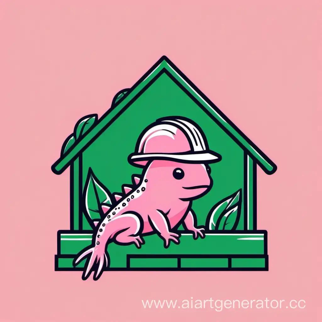 Adorable-Pink-Axolotl-with-Construction-Helmet-on-Green-House-Roof