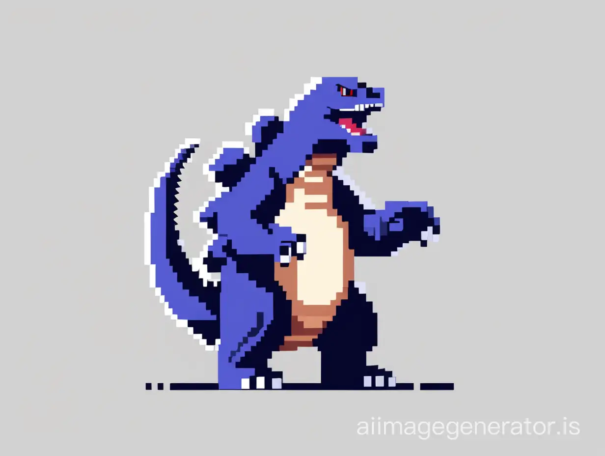 A slightly cute pixel-like Godzilla