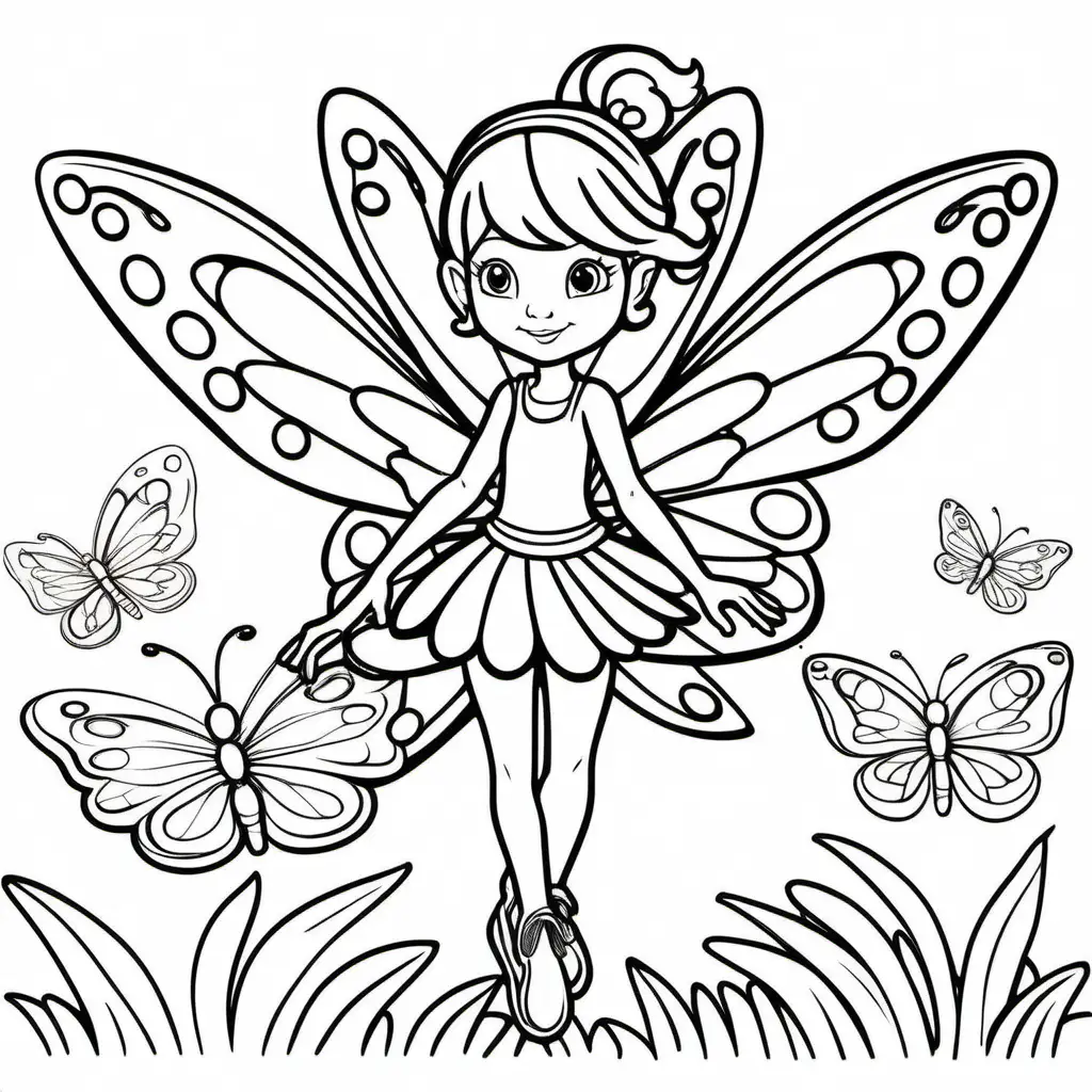 Cute Fairy Riding Butterfly Coloring Page