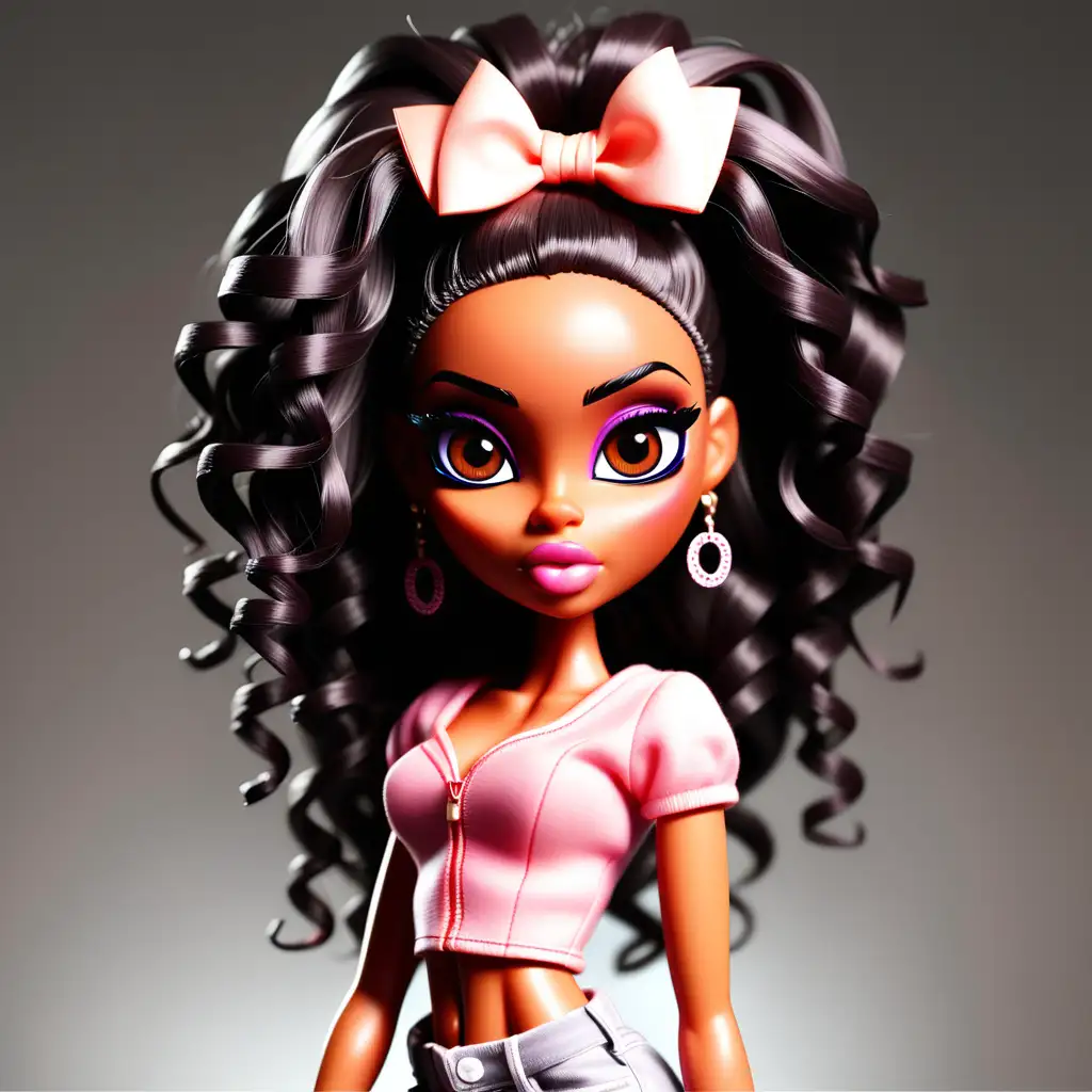 Beautiful African American Bratz Doll Woman on Transparent Background