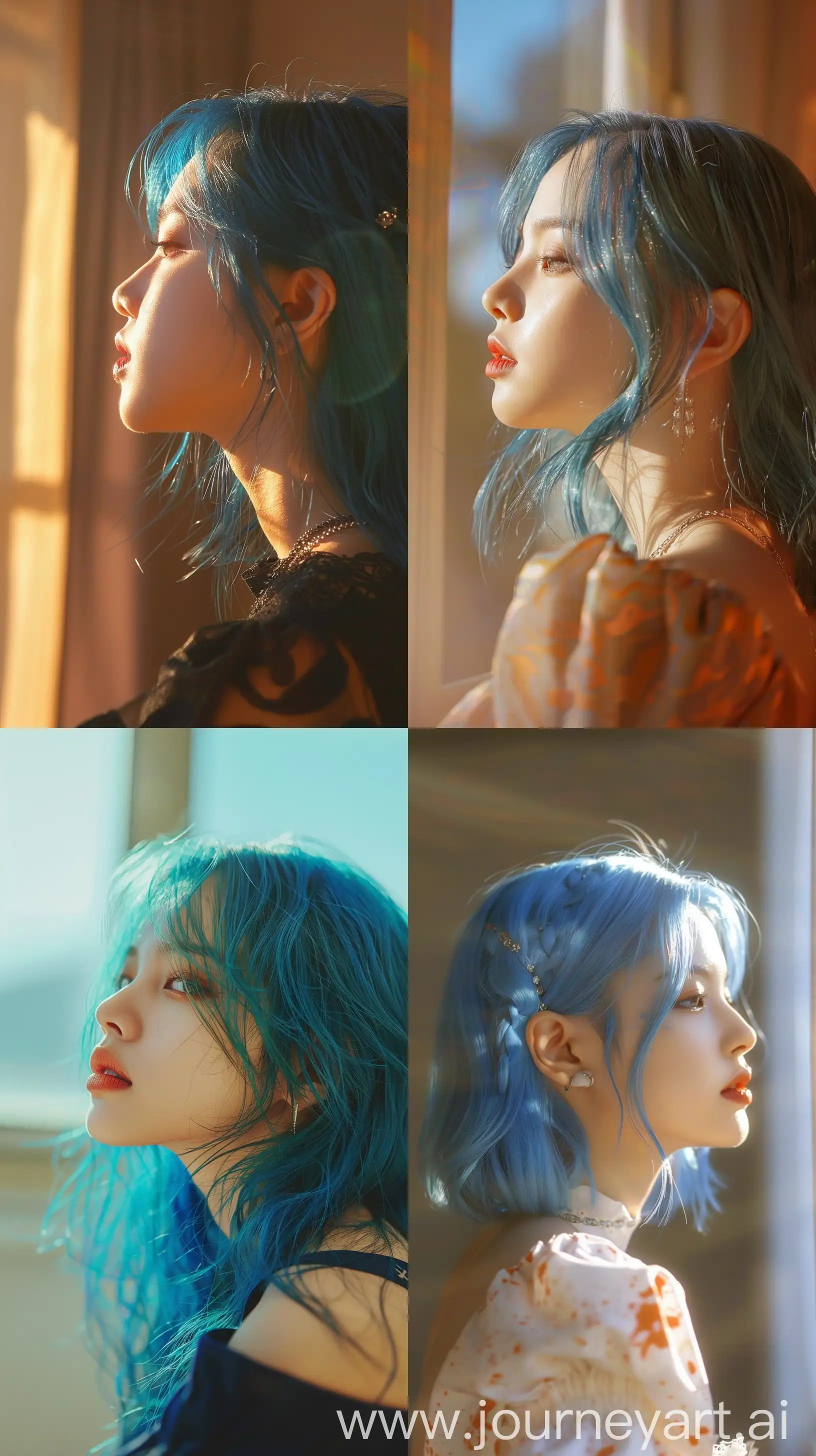 Stylish-Instagram-Profile-Picture-Blackpinks-Jennie-with-Blue-Wolfcut-Hair-and-Wide-Set-Eyes