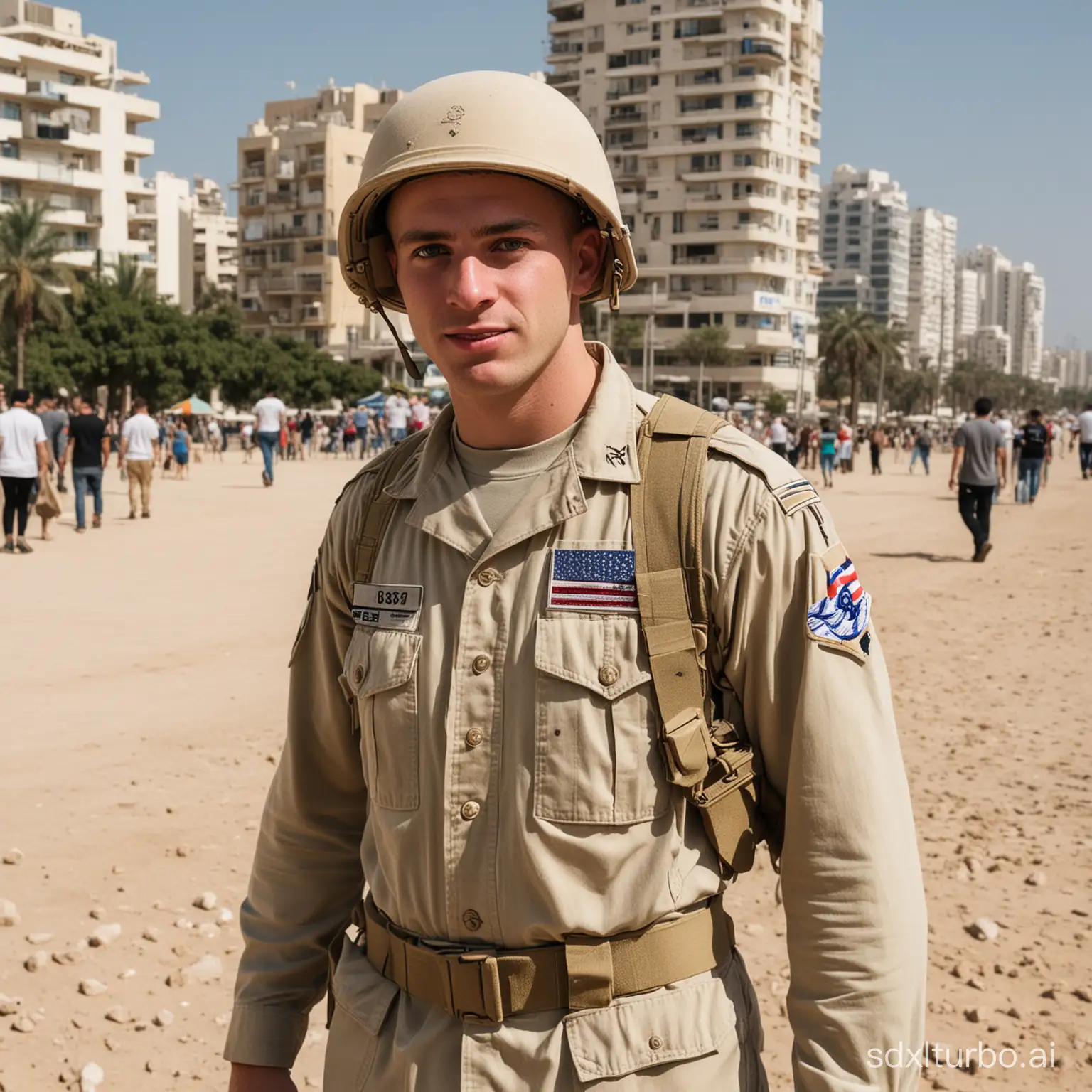 White-American-Soldier-in-Tel-Aviv