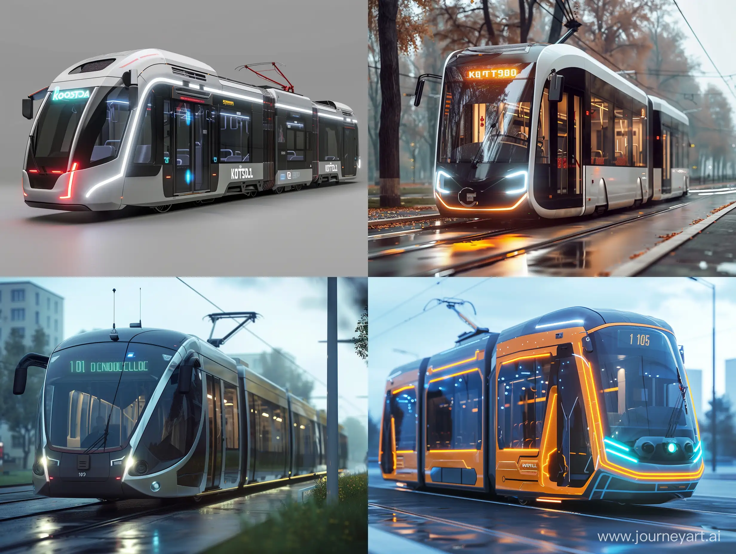 Futuristic-Polish-Tram-Konstal-105Na-in-Techno-Cityscape