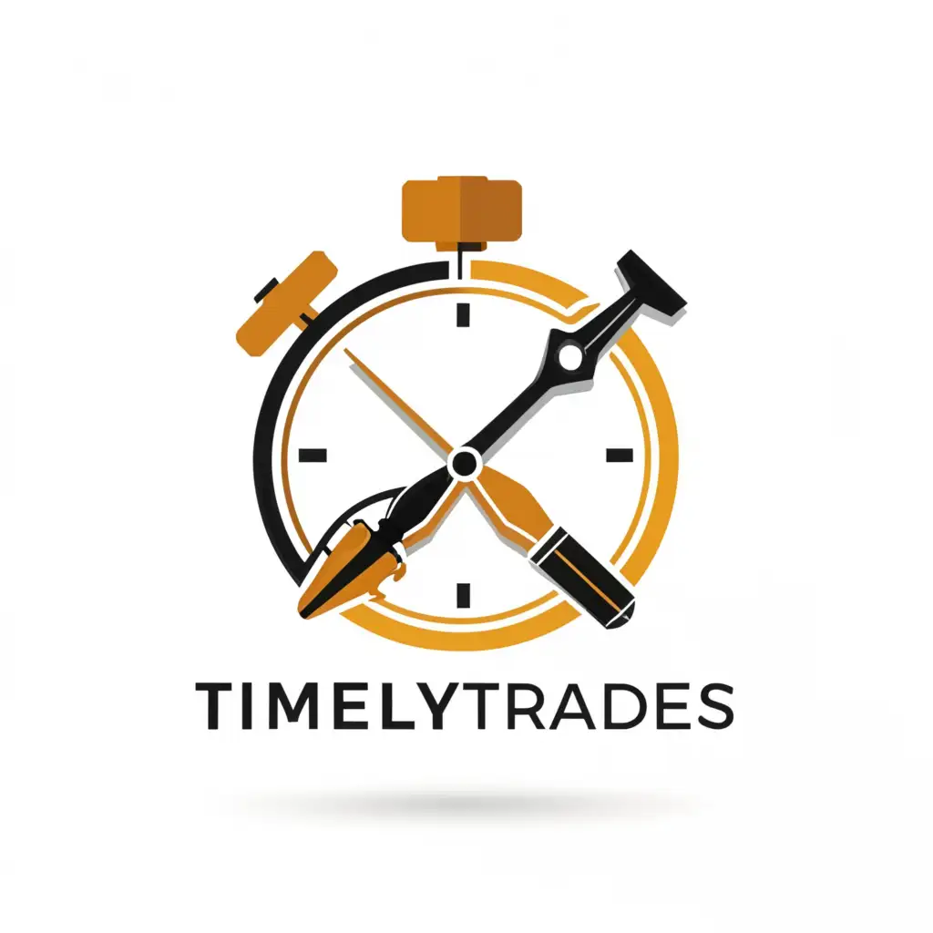 a logo design,with the text "TimelyTrades", main symbol:clock and screwdriver,Moderate,be used in Construction industry,clear background