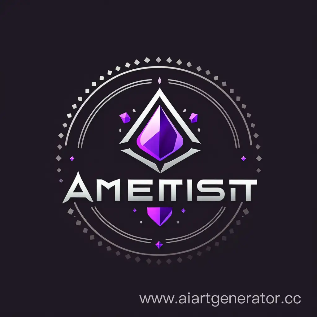logo of a company that develops games, name: "ametist". Classic, on a black background, minimalism