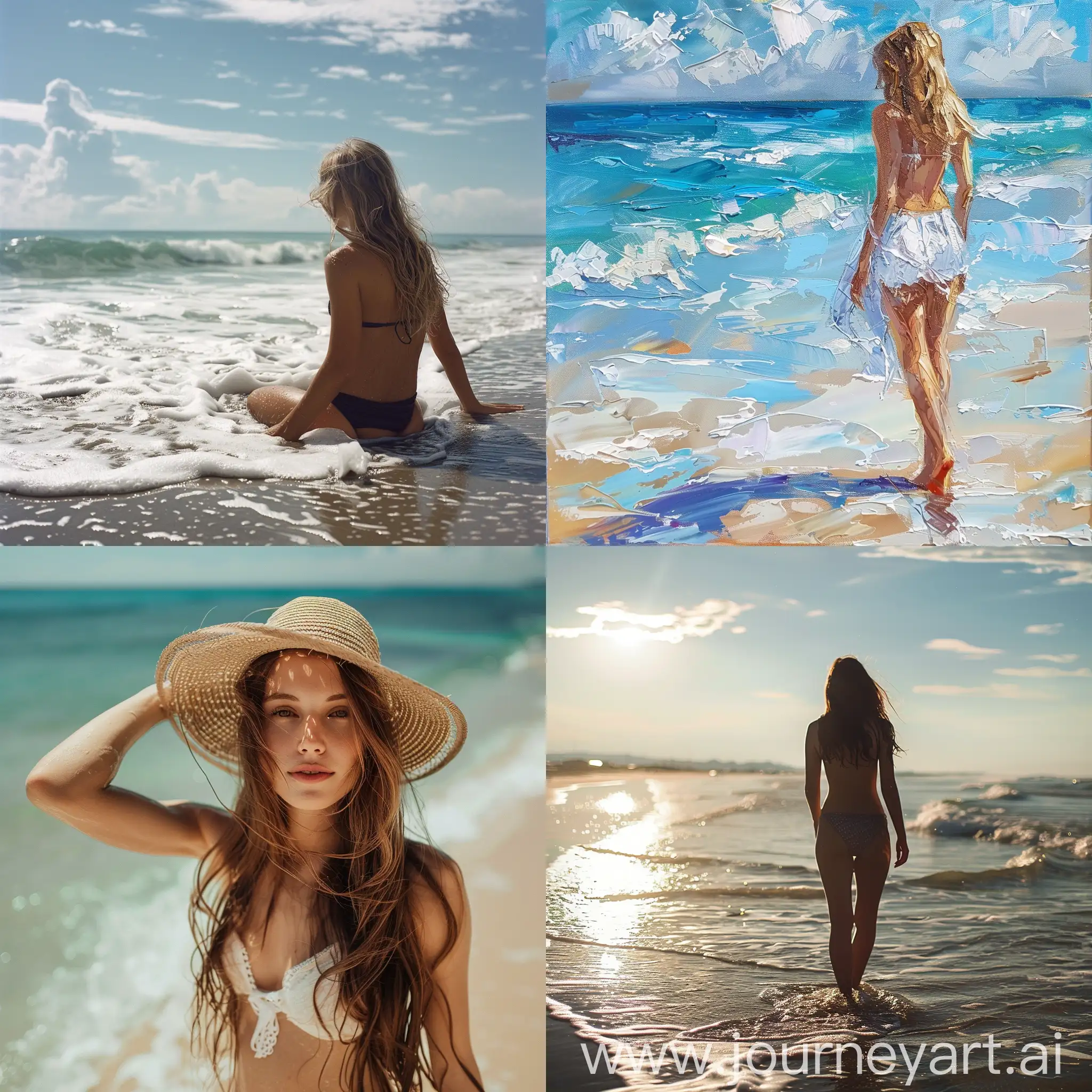 Serene-Beachscape-with-a-Young-Girl-Vibrant-Square-Aspect-Ratio