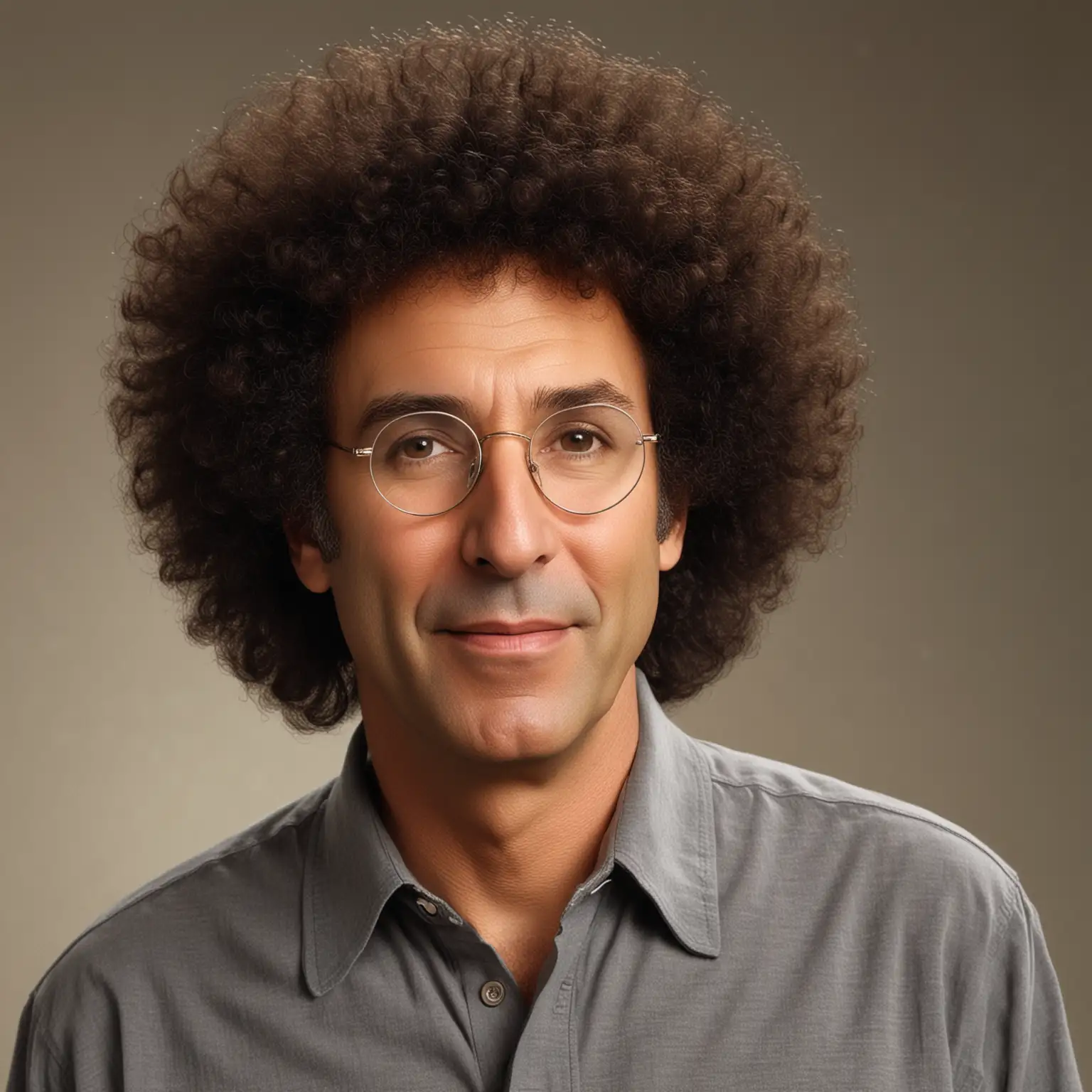 Comedian Larry David in Retro Full Afro Hairstyle