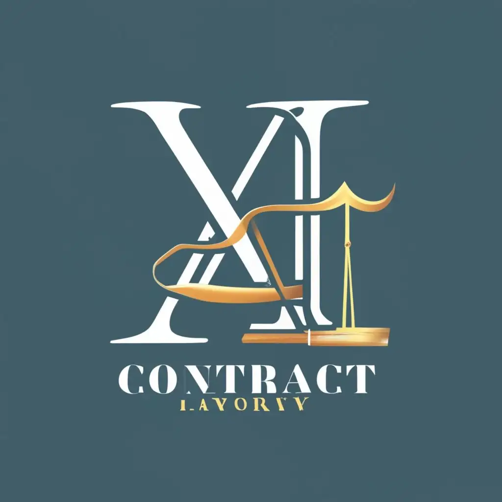 logo, letter x and letter a in gold for attorney with logo for real estate litigation. add a contract on the side, with the text "lawyer Chantzos", typography, be used in Legal industry