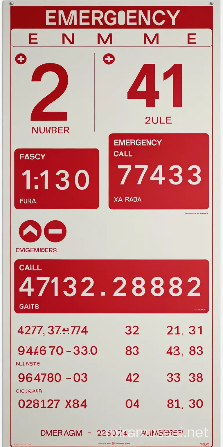 un poster esthétique, avec les numéros d'appels d'urgence.