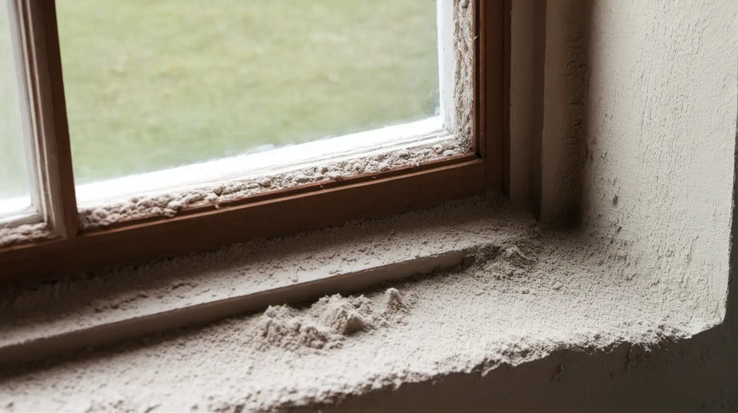 window corner dusty close up
