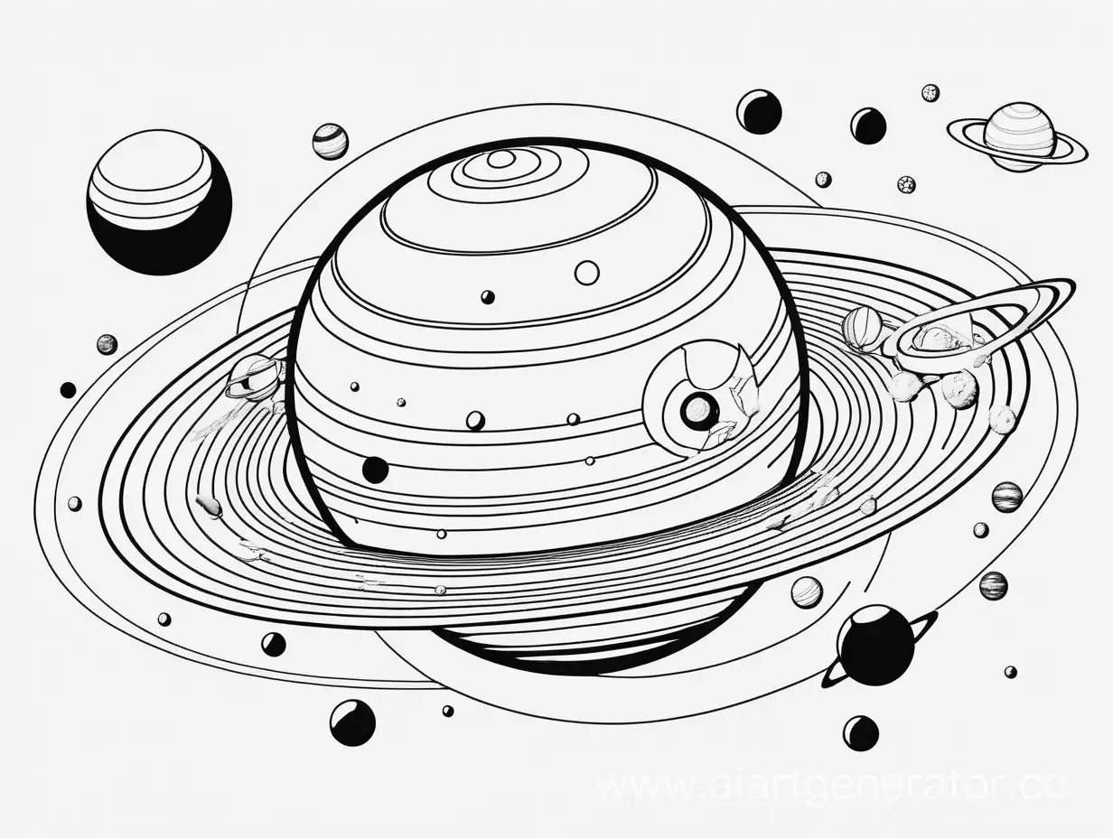 Space-Planets-and-Spaceships-Minimalist-Black-and-White-Art-on-White-Background