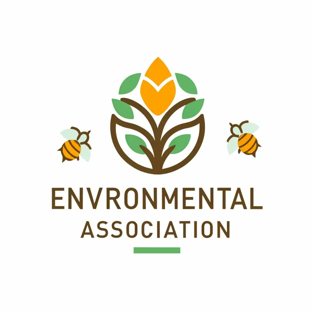 a logo design,with the text "Environmental Association", main symbol:leafe,tree,bees,Moderate,clear background