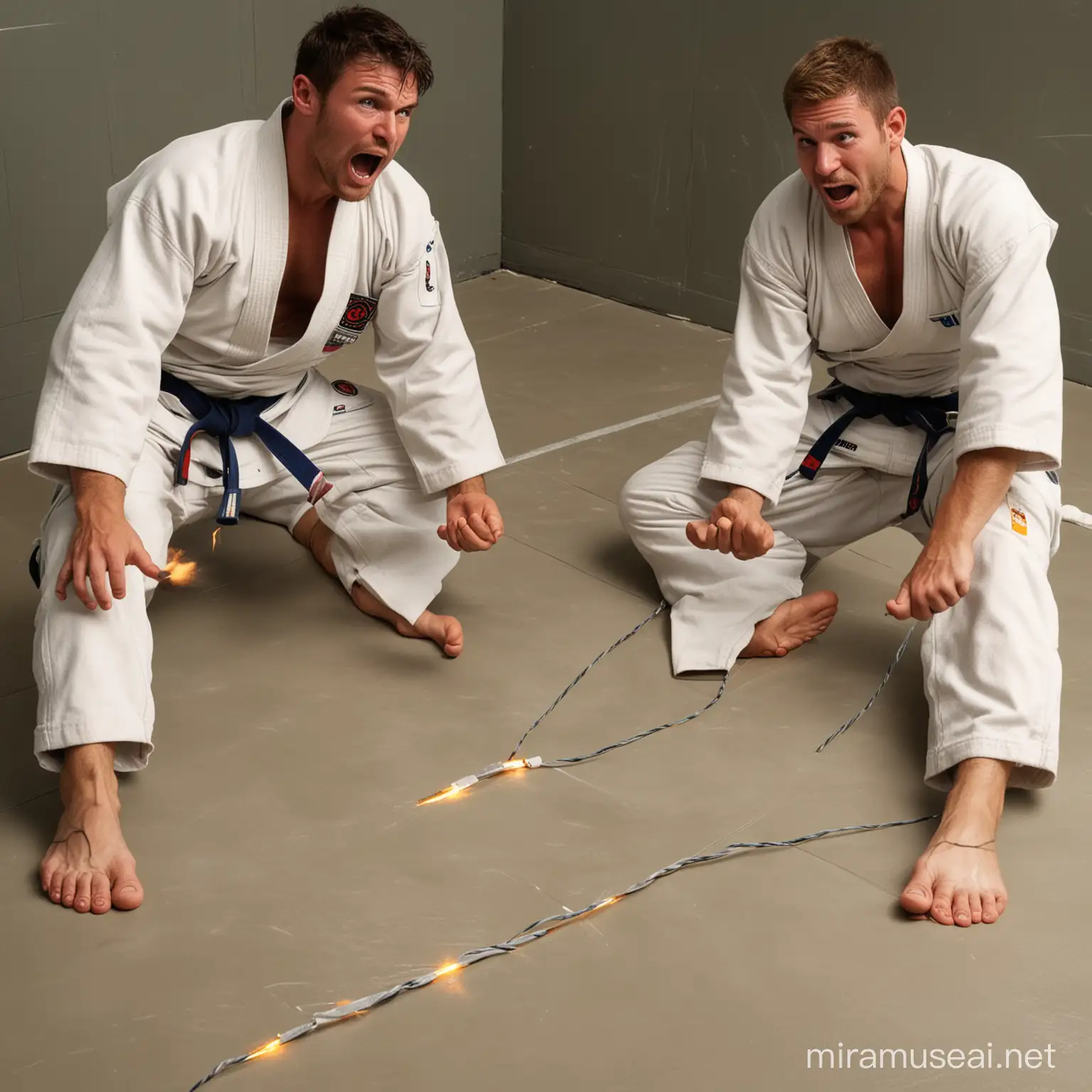 Two Male Friends Shocked by Electric Current at Judo Training