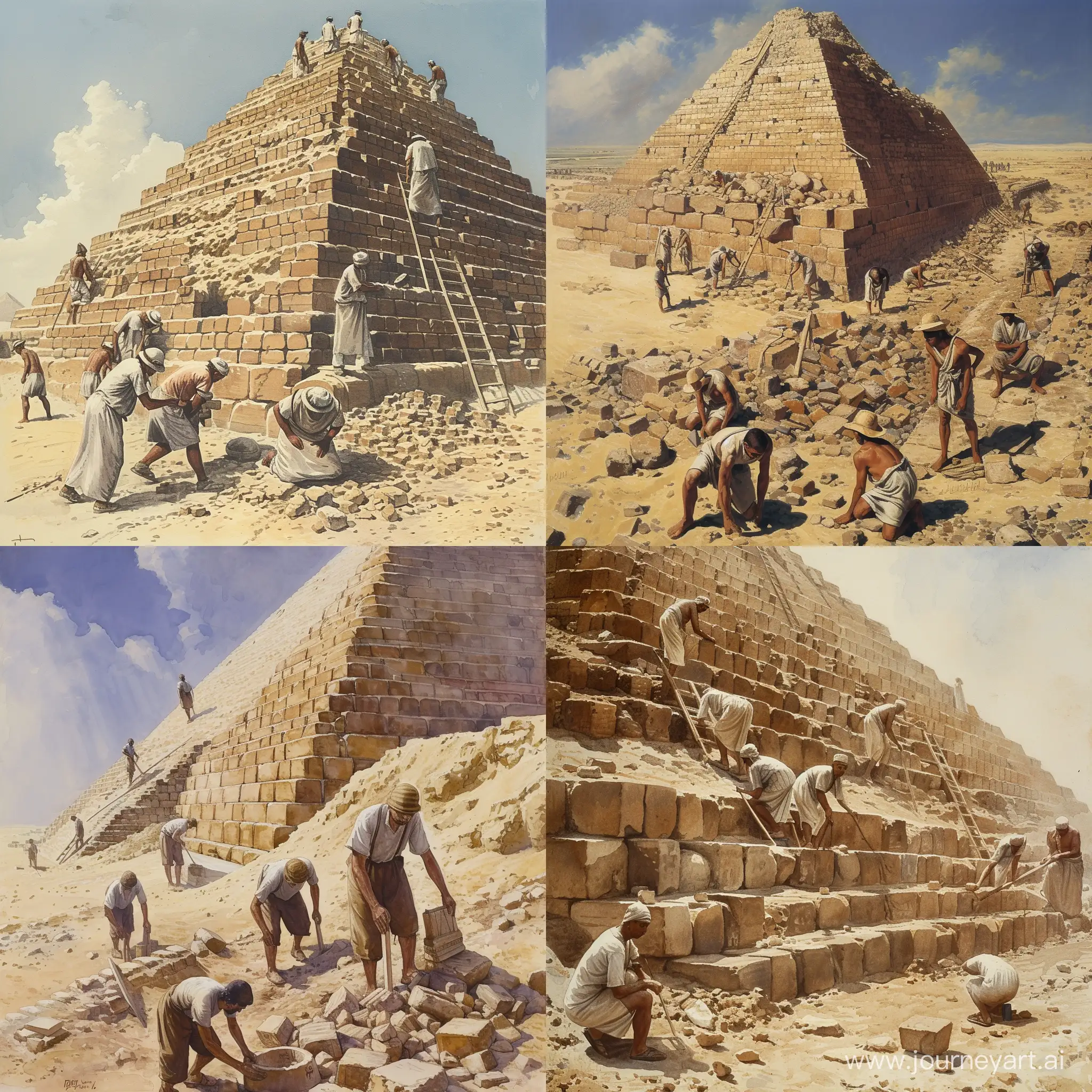 Egyptians building pyramids