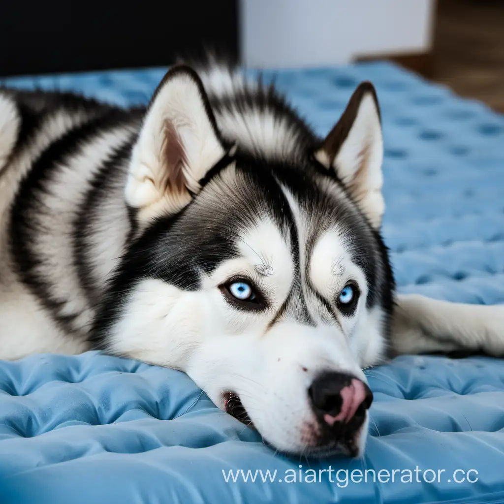 Relaxed-Husky-Resting-on-a-Comfortable-Cushion