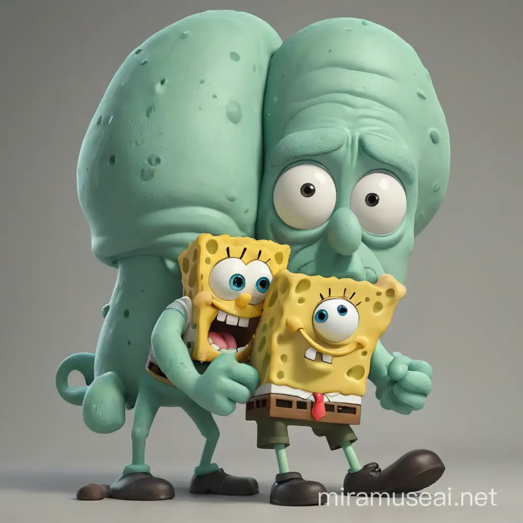 Generate an image of SpongeBob and Squidward together