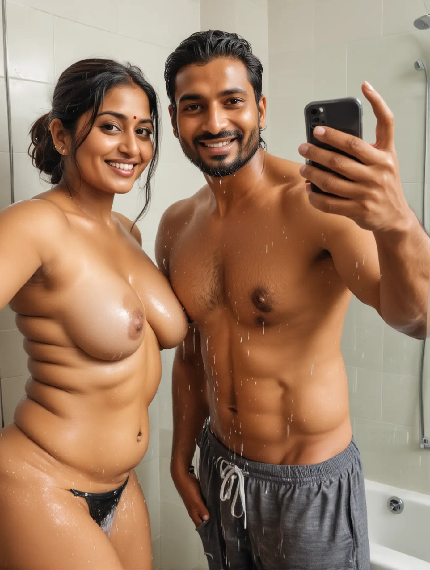 Indian-Couple-Taking-Steamy-Shower-Selfie