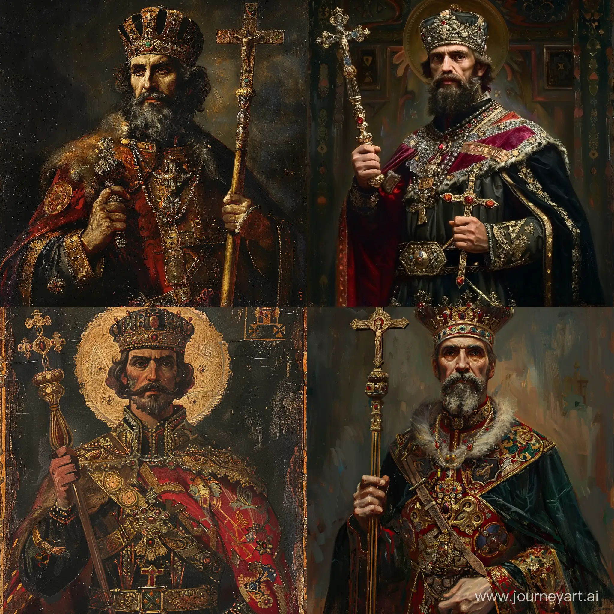 Bulgarian-Tsar-Ivan-Alexander-Iconic-Depiction-with-Cross-Scepter