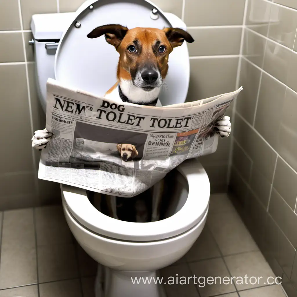 Clever-Canine-Dog-Reading-Newspaper-in-Toilet