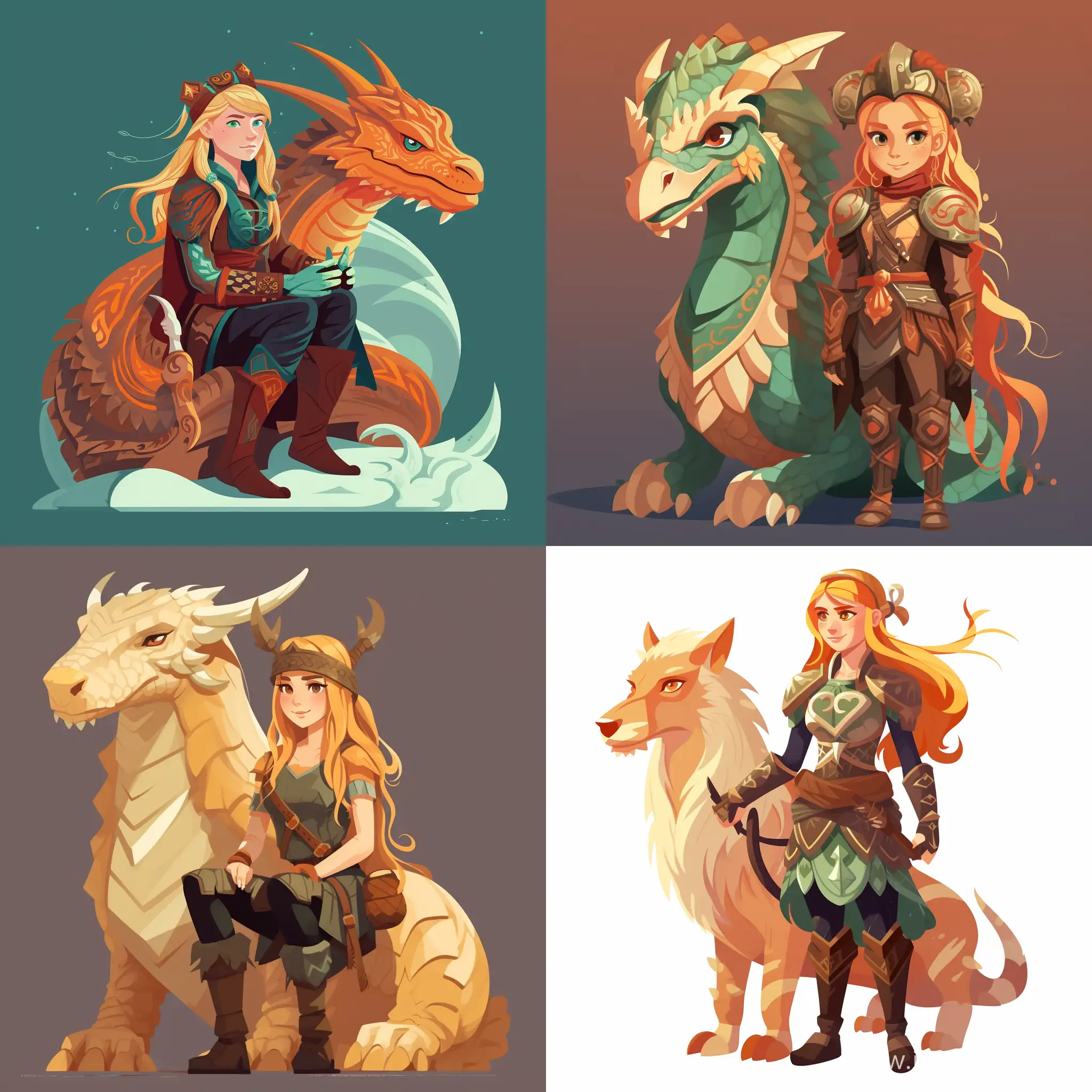 Young-Viking-Warrior-and-Dragon-Companion-in-Flat-Style
