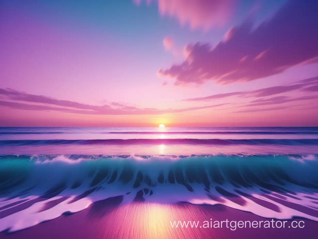 Pastel Pink, blue and purple colours ocean with highlights and sunset