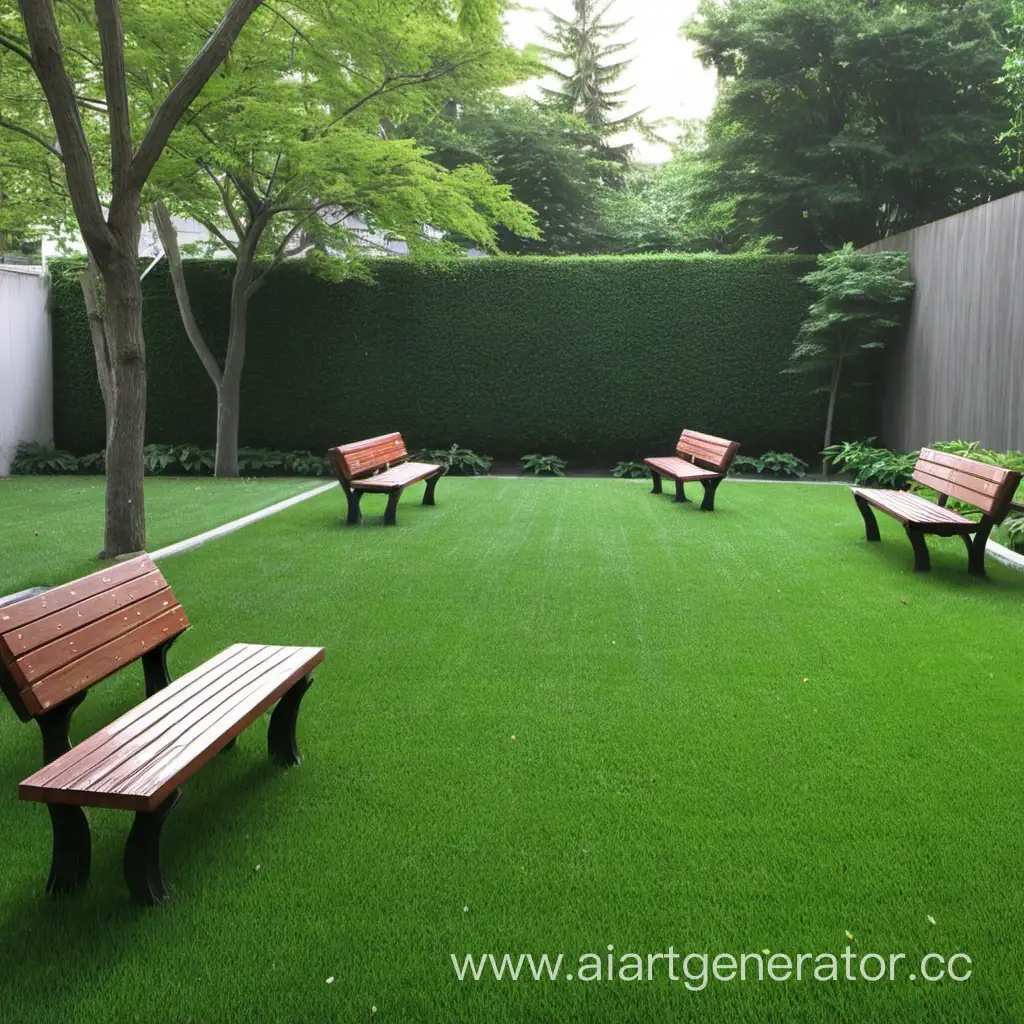 Tranquil-Outdoor-Space-with-Wooden-Benches