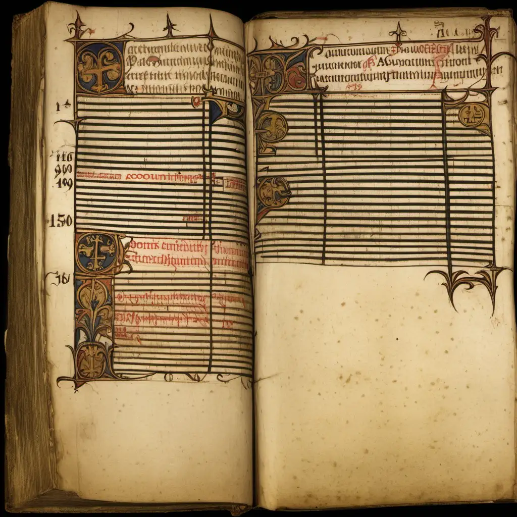 An accounting ledger book from the 15th century
