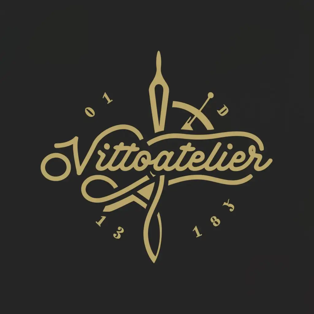a logo design,with the text "VittoAtelier", main symbol:leather needle threads handmade