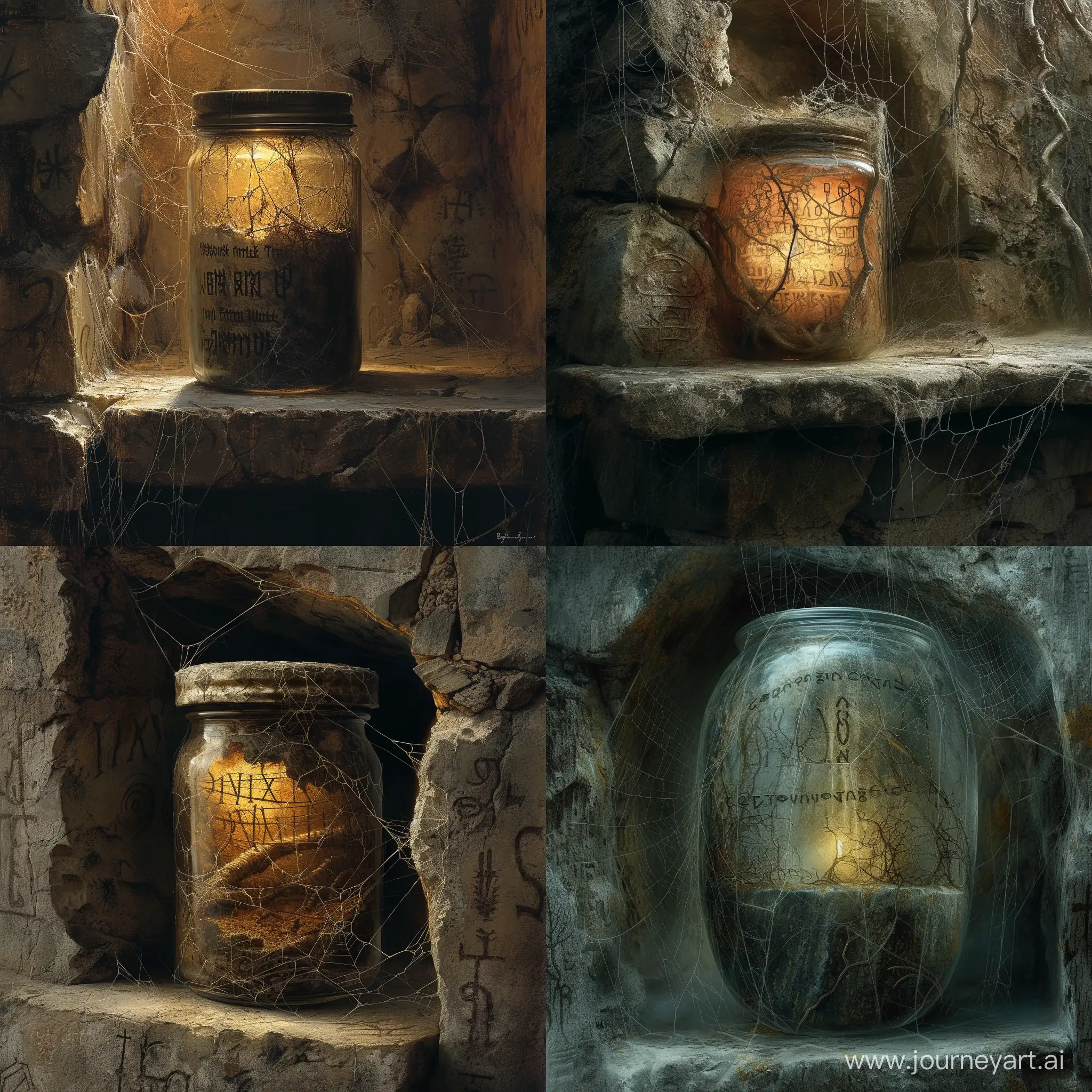 Dark-BeksinskiInspired-World-Captured-in-a-Jar-with-Ancient-Runes