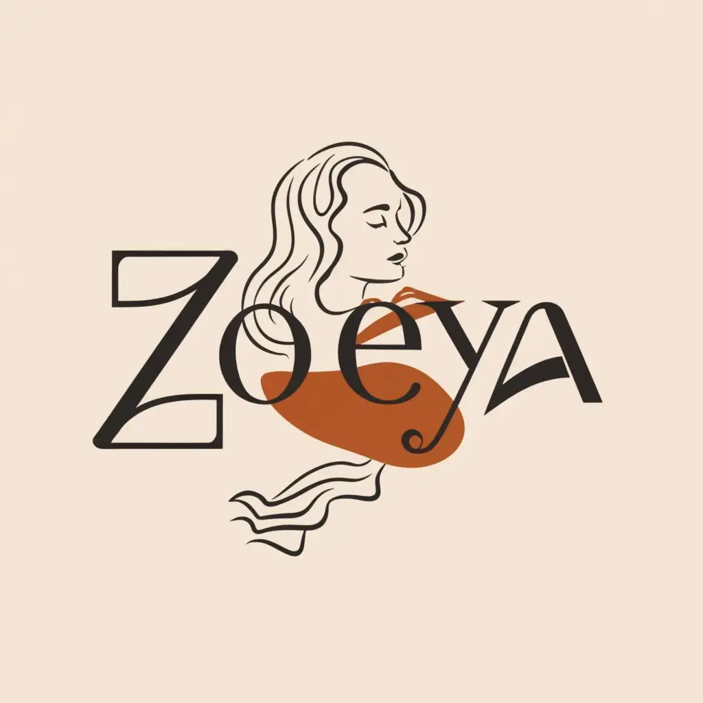 logo, Women wear scarf, with the text "ZOEYA", typography